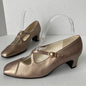 VTG Yoshinoya Ginza Japanese Mary Jane Heels Rose Gold Size‎ US 5 Japan size 22